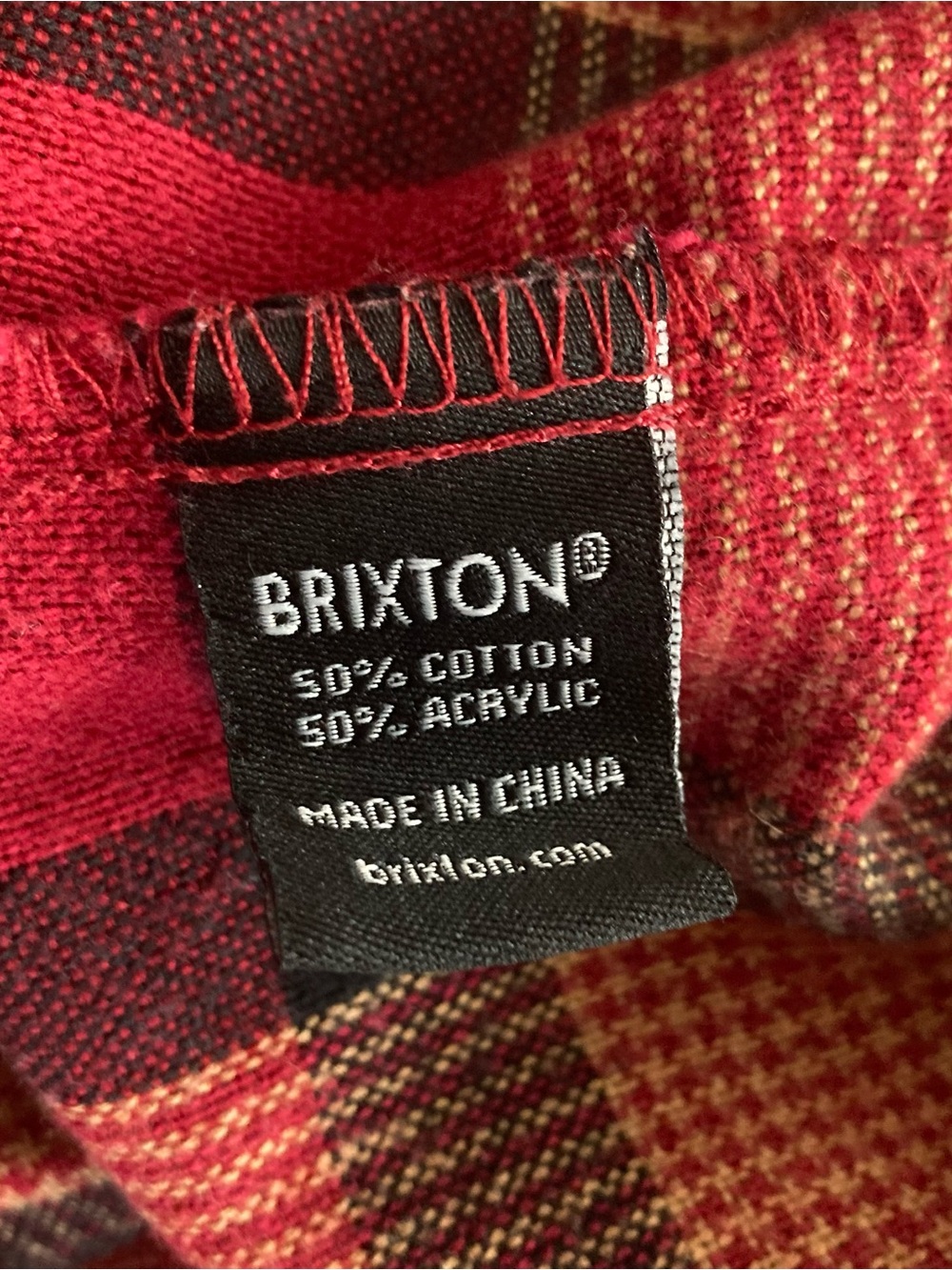 Brixton Flannel Mens Plaid Button Down Shirt Red Brown Size Small Skateboard - Picture 5 of 7